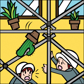 足場に物を置かないでください